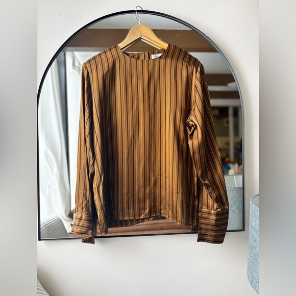 VTG | SILK- Valeria Steven’s brown striped blouse | size 12 - Picture 2 of 6